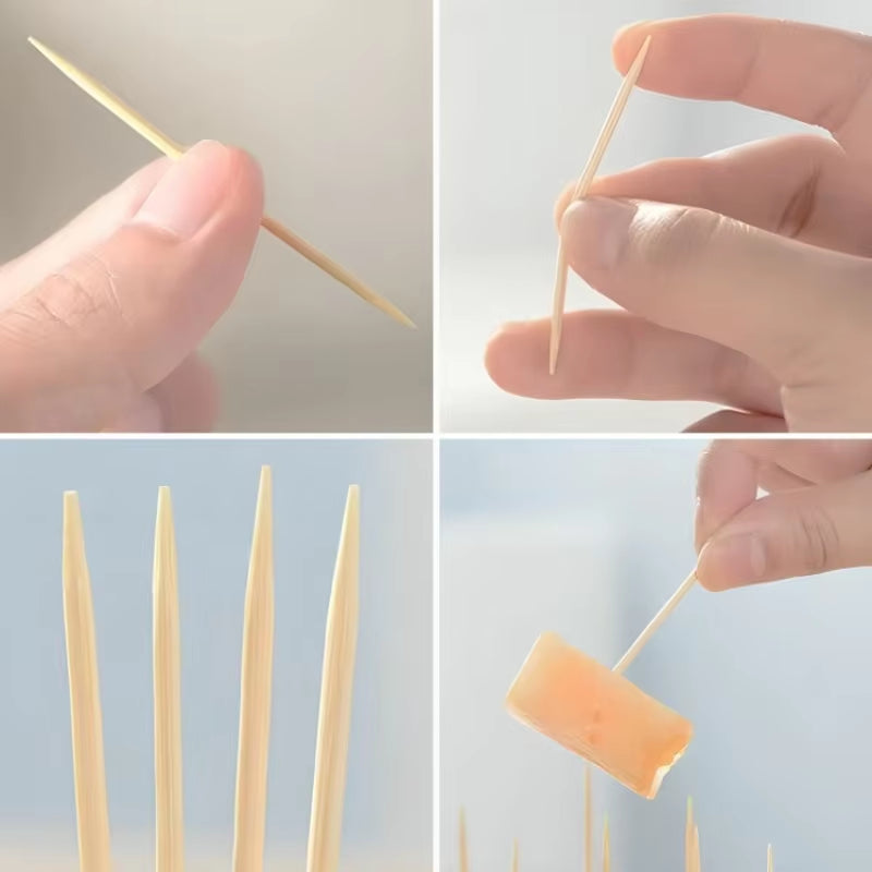 200Pcs/Pack Disposable Toothpick Natural Bamboo Double Headed Toothpick Portable Oral Cleaning Tool Kitchen Restaurant Hotel